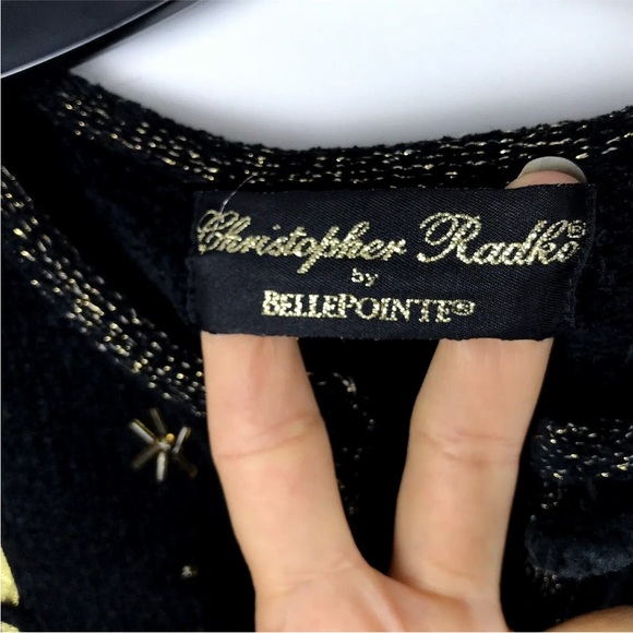 Christopher Radko BellPointe Womens Ugly Christmas Sweater M Black Beaded Angels - Picture 7 of 11